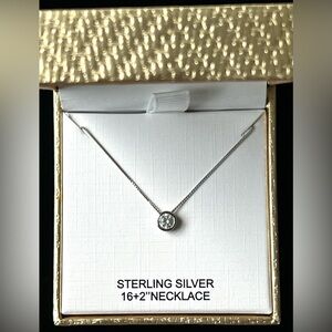 Charlotte & Lexi Zirconia Pendant Sterling 925 Silver Box Chain Necklace NIB